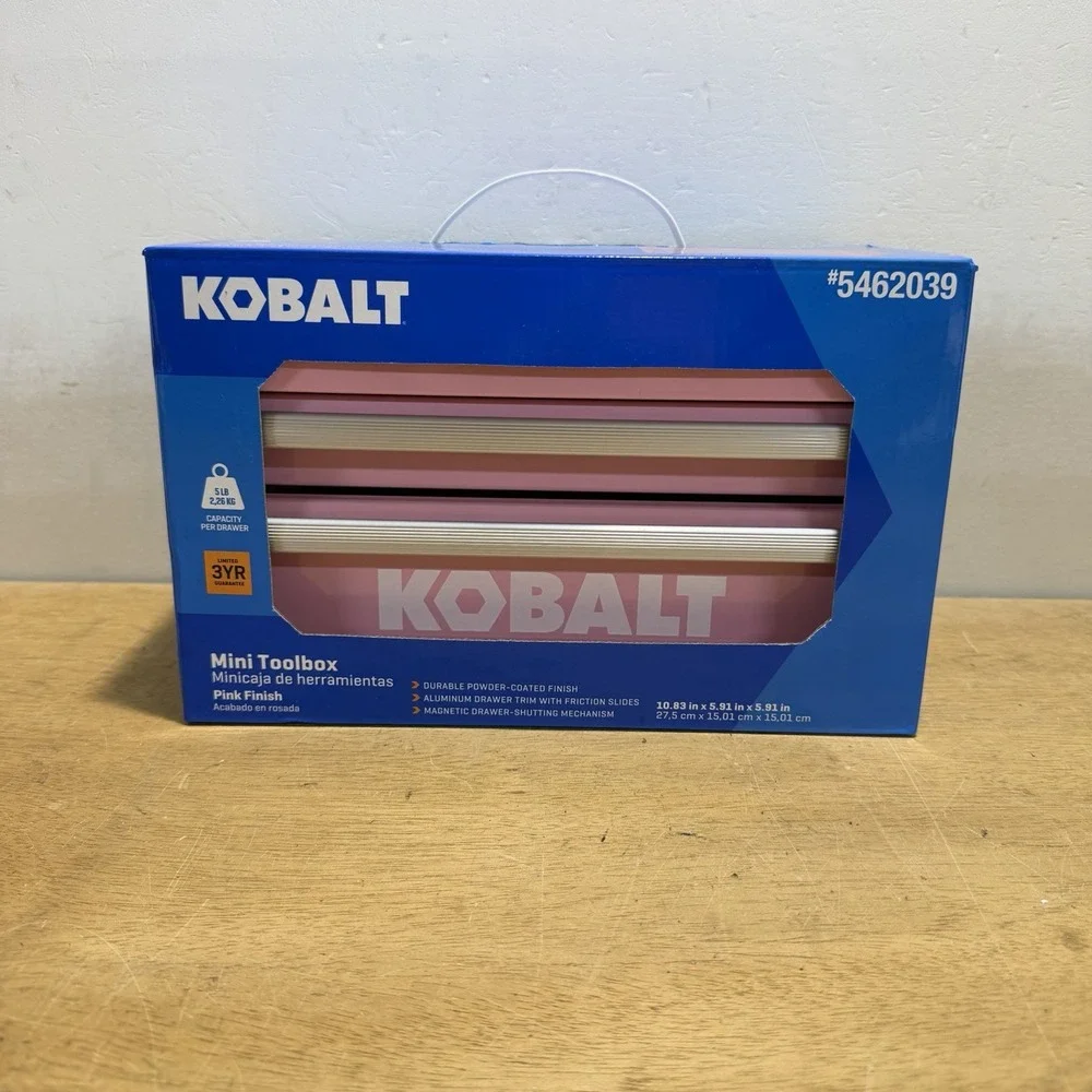 Kobalt Mini 2 Drawer Tool Box Pink Metal Makeup Storage Case 54422 NEW