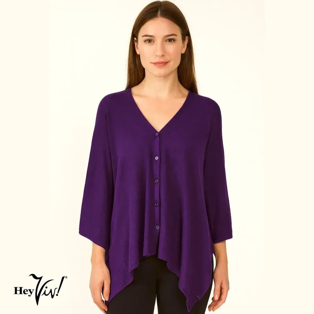 Purple Button Shawl Shrug Wrap 60