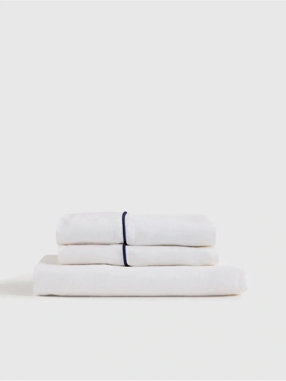 Quince European Linen Piped Top Sheet Set in White with Navy Piping 🌺see notes🌺