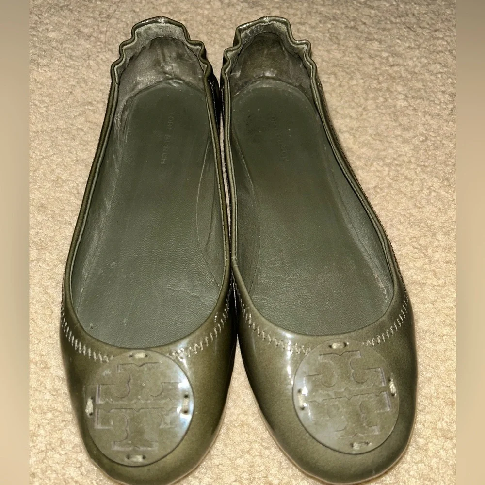 Tory Burch Dark Green Ballet Flats