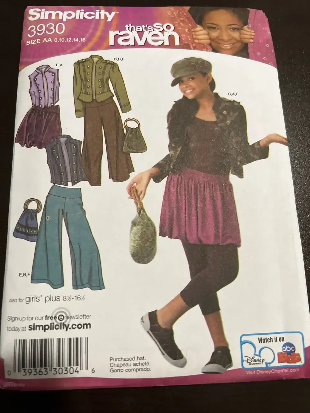 Simplicity 3930 that’s so raven girls clothing pattern size AA 8-16