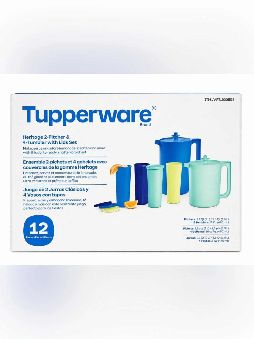 Tupperware Pitcher and Tumbler Set - Royal Blue, Aqua & Lime