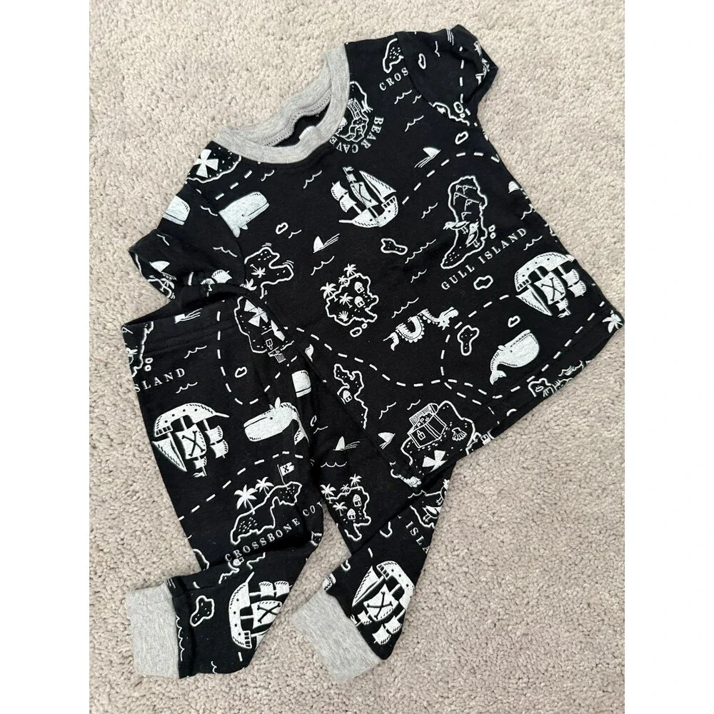 Pirate Jammie’s Boys Black & White Ship Jam’s Set Gull Island 6 Months