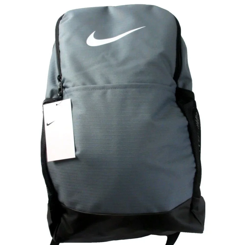 Nike Brasilia Unisex Training Backpack Travel Bag Flint Grey Black White NWT