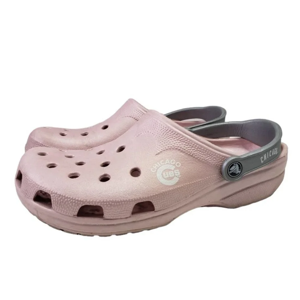 Crocs Chicago Cubs Classic‎ Clogs Pink Silver Men's 10-11 Women's 12-14 Unisex