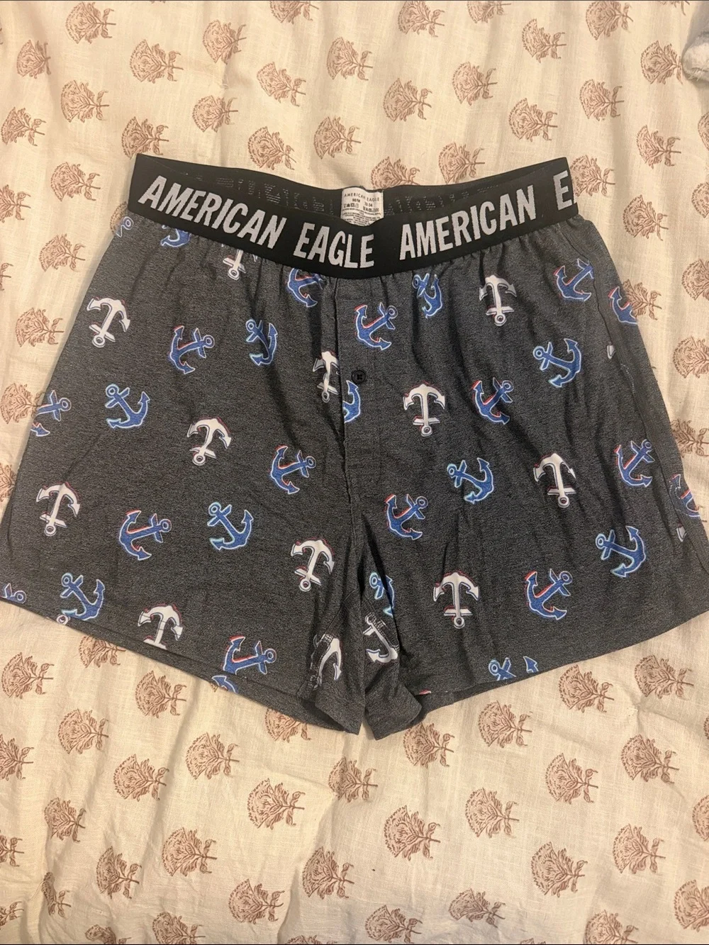 American Eagle Outfitters Black Anchor-Print Men's Boxers