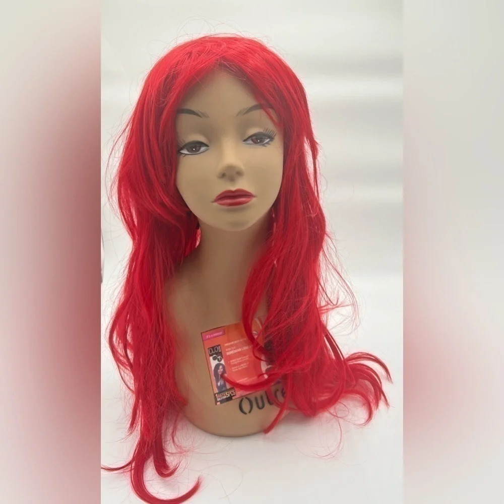 Red Anime Style Wig Long Synthetic Hair