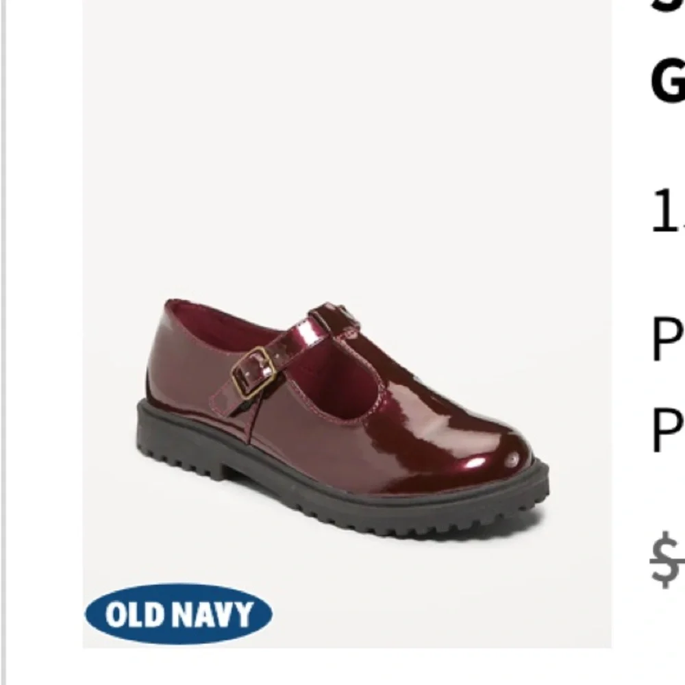 NWT Mary Jane Shiny Faux Leather Old Navy Burgundy Kids Dress Shoes