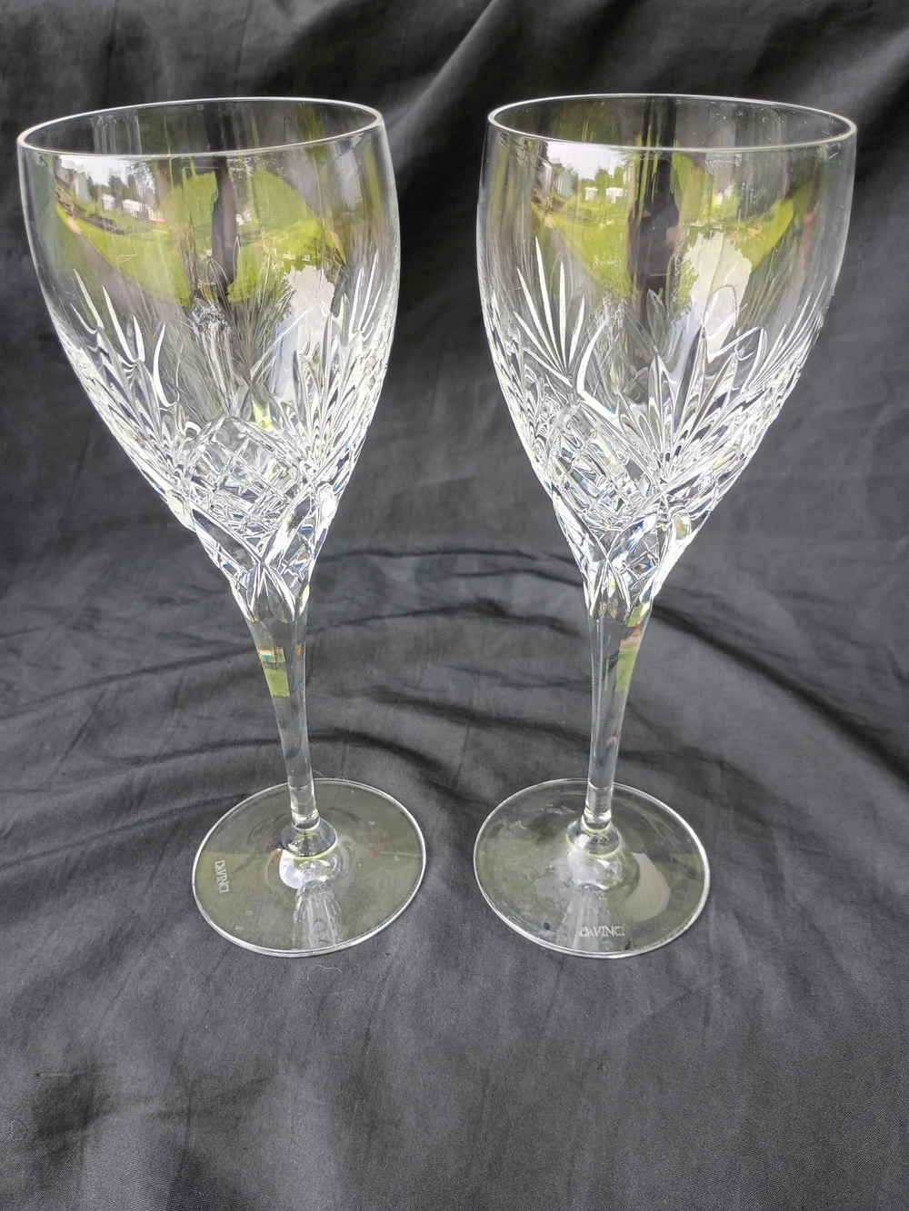Pair of Da Vinci Firenze Italian Crystal Vintage Water Goblets Wine Glasses