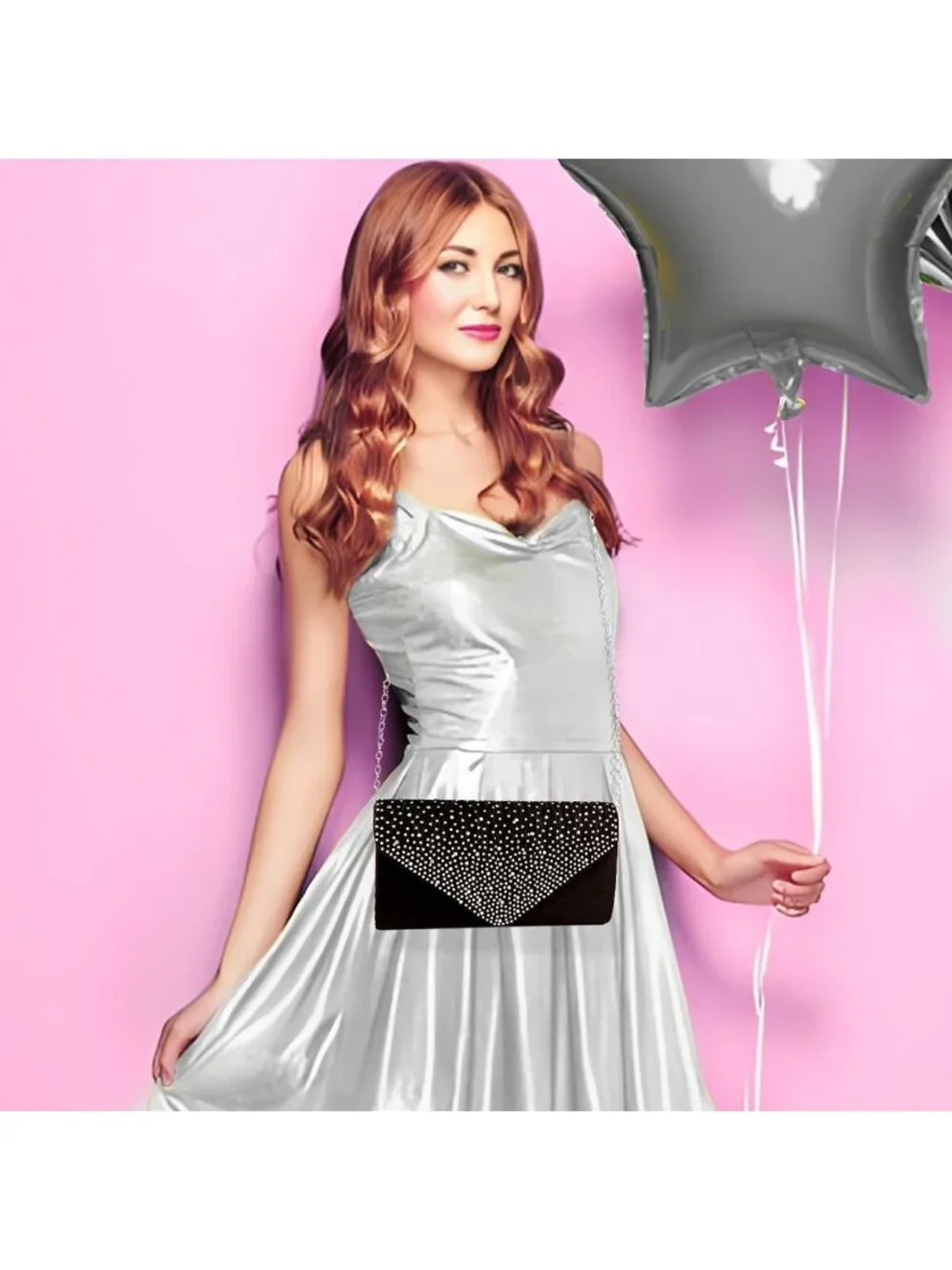 Women's Black White Rhinestone Clutch Purse For Evening Bag Wedding Handbags