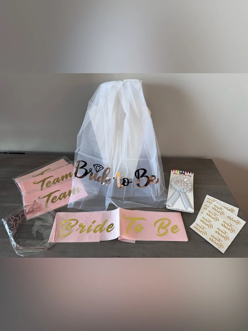 Bride to Be Set for Bridal Shower, Bachelorette: Veil, Sash, Tattoos, Confetti..