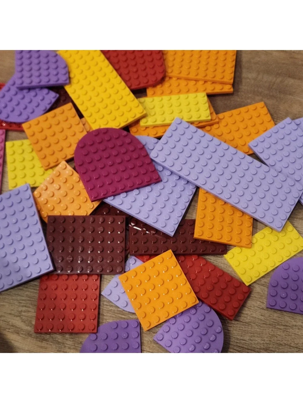 Lot Of 50 Lego Random Baseplates Purple Pink Yellow Red Orange 4x4 6x10 8x8 6x12