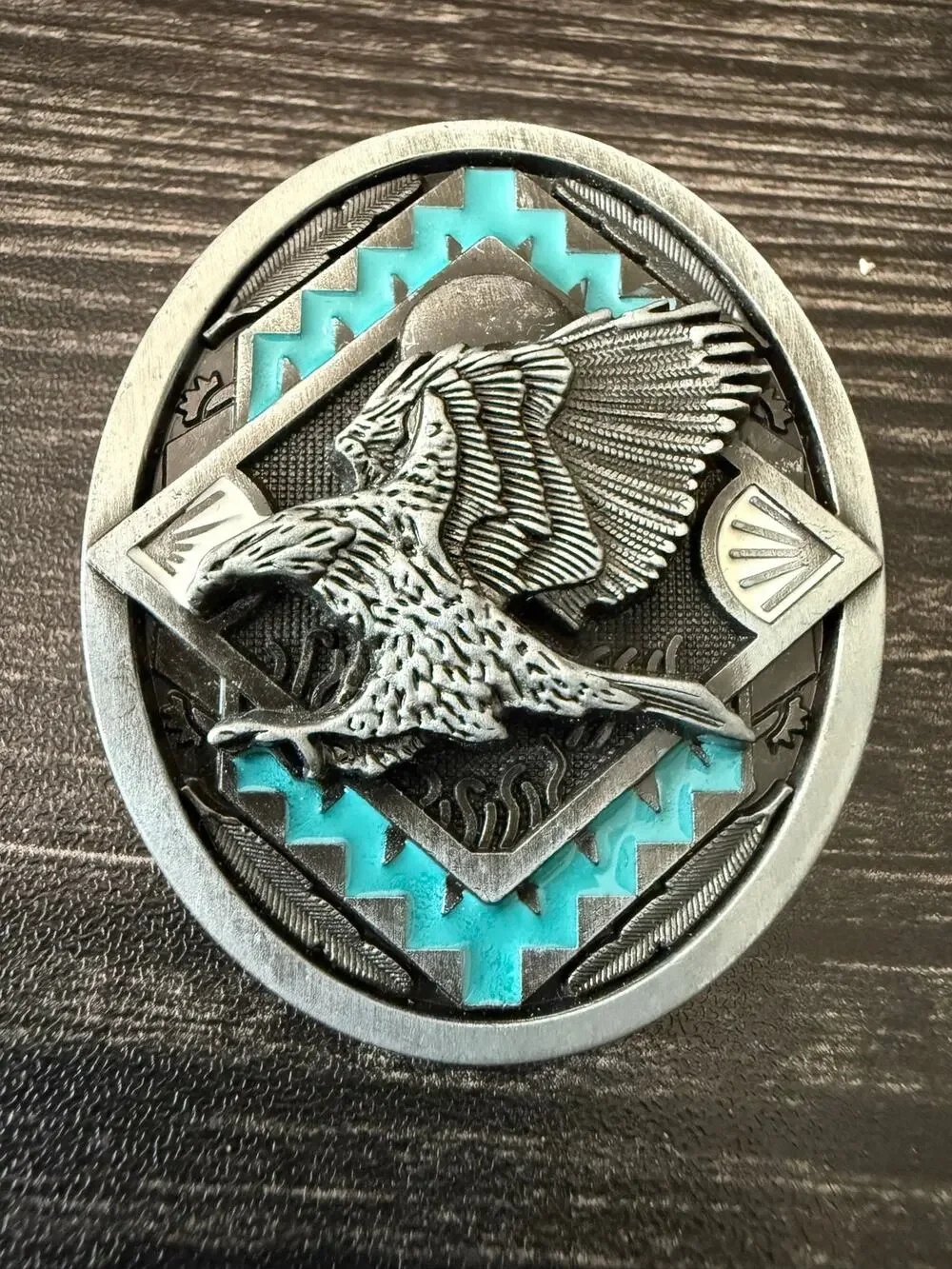 Southwestern Eagle and Turquoise Belt Buckle