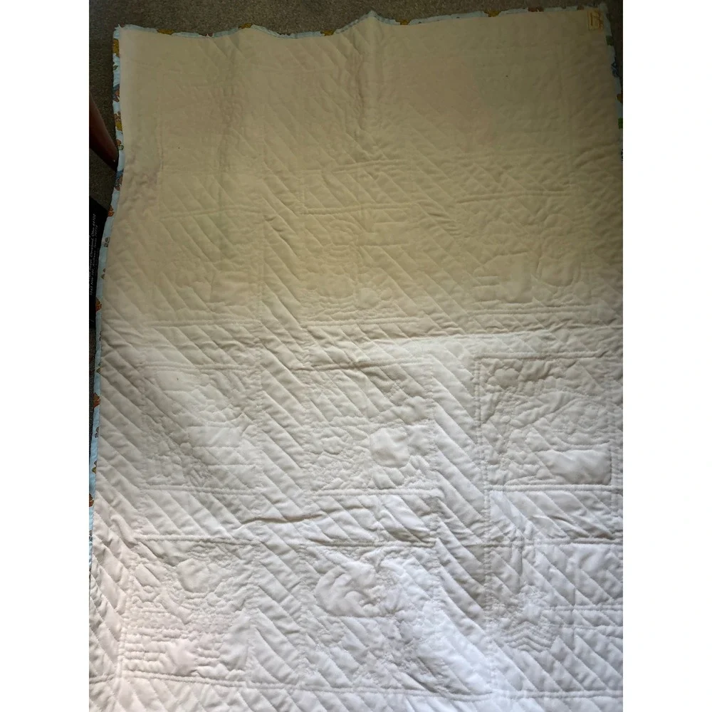 Vtg Mary Engelbreit Child's Quilt Cottage Core Handmade Machine Quilted 38.5 X48