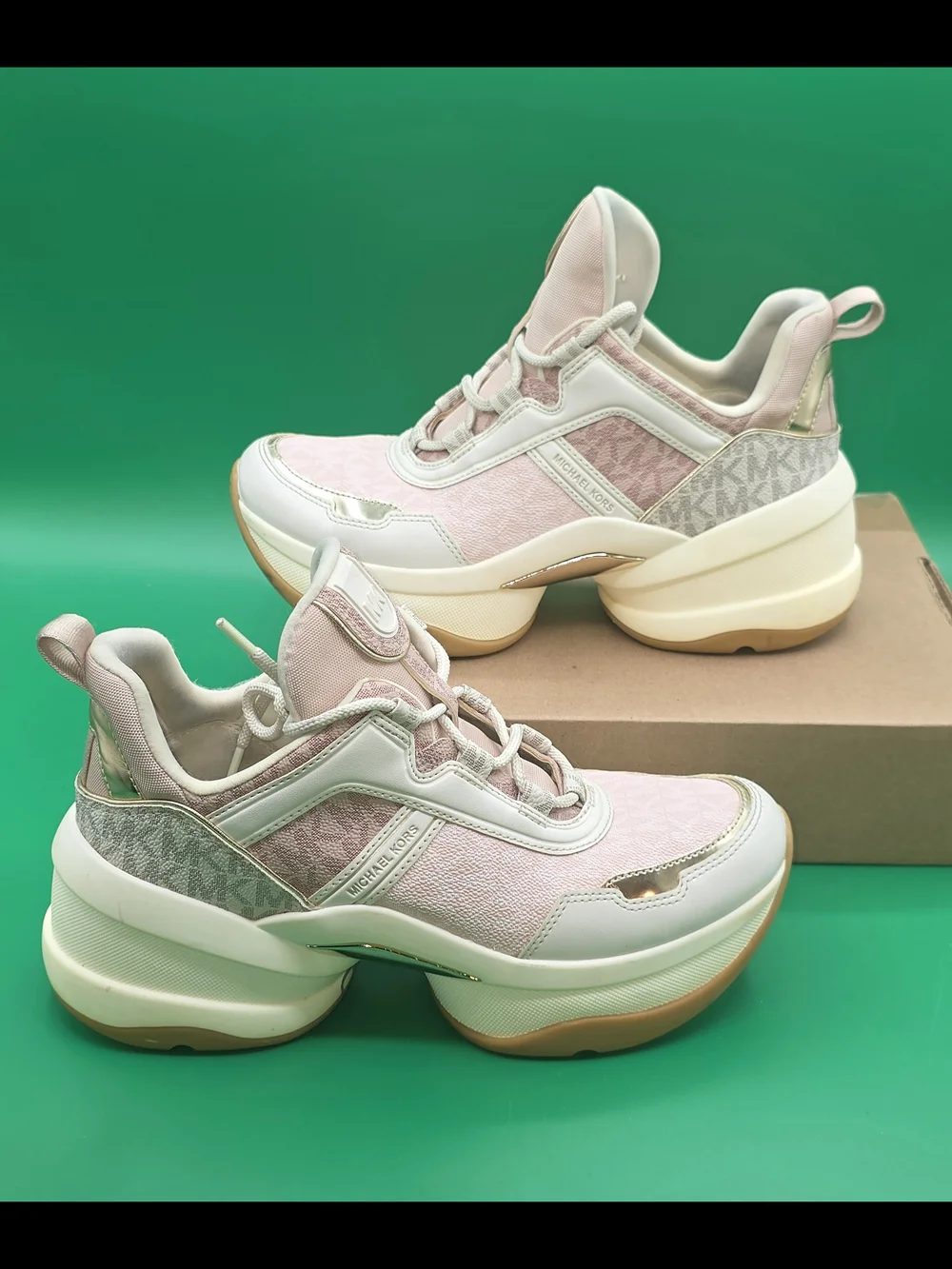Michael Kors Pink & White Platform Sneakers - Size 8.5M