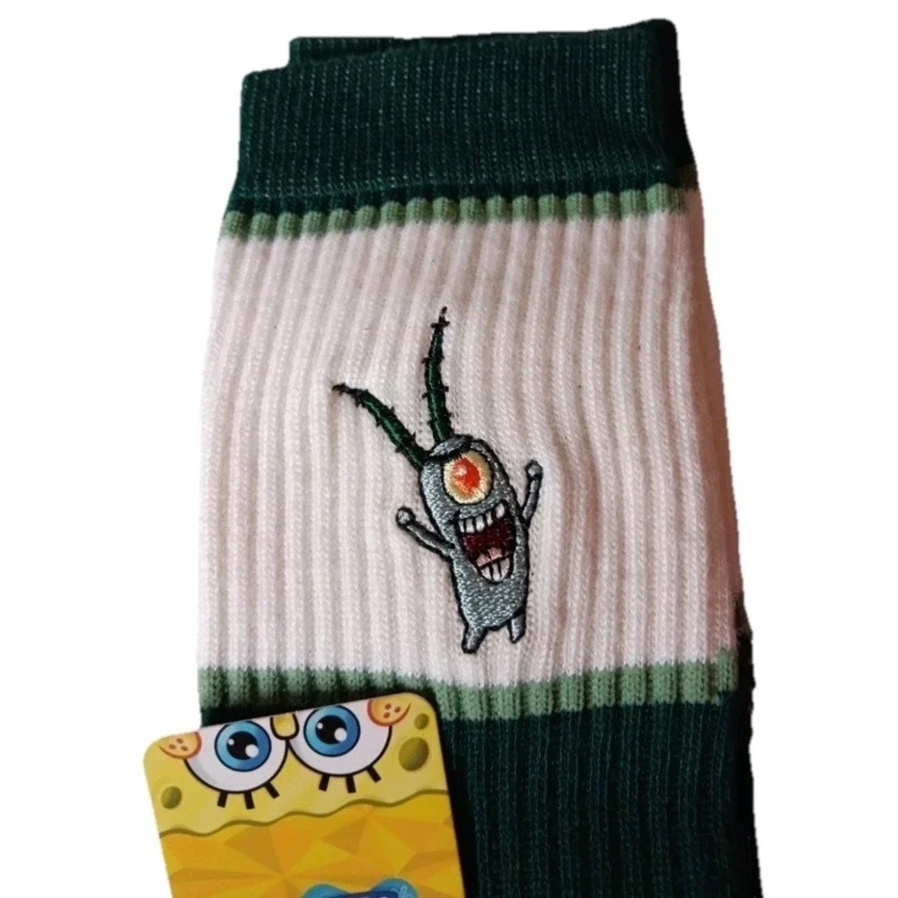SpongeBob‎ SquarePants PLANKTON Socks Bioworld Unisex Crew Socks NEW