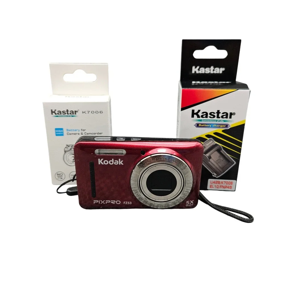 Kodak PIXPRO FZ53 Red Digital Camera 16MP Point and Shoot Bundle Charger Battery