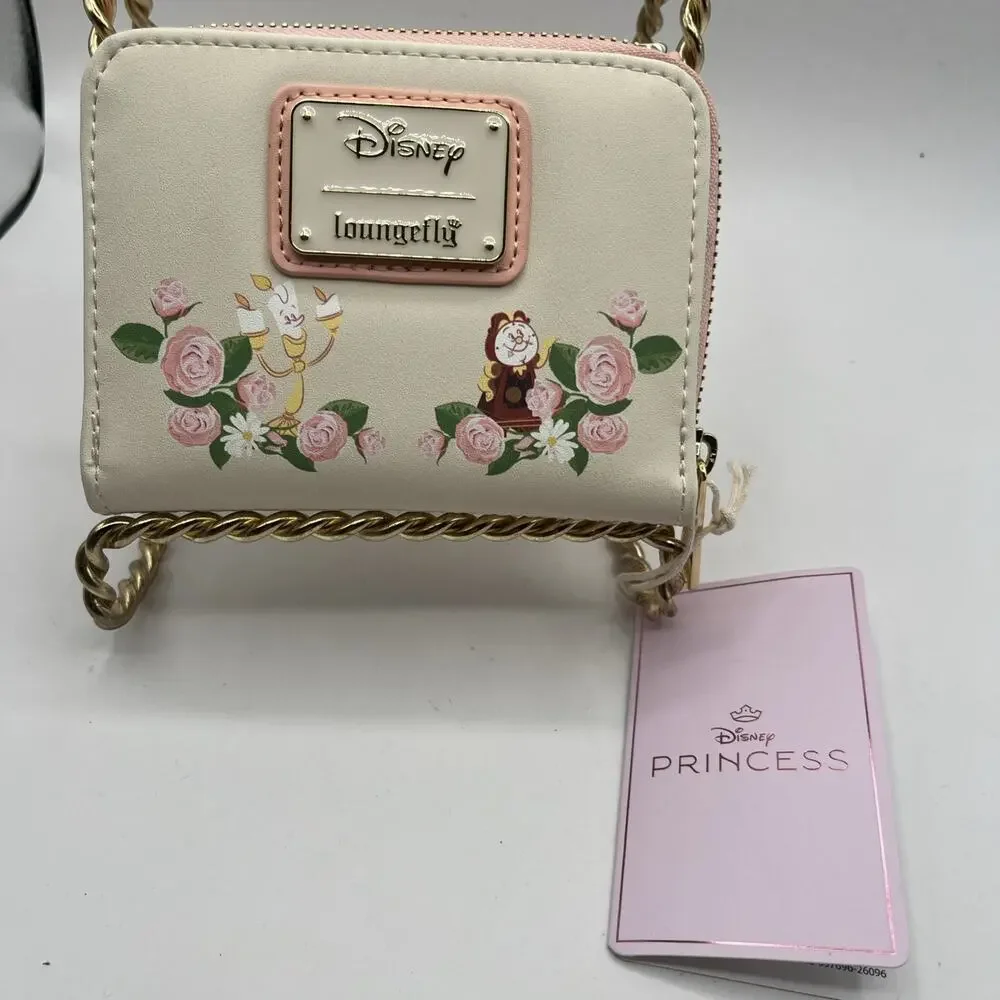 Loungefly Disney Beauty and the Beast Belle Small Zip Around Wallet Beige NWT