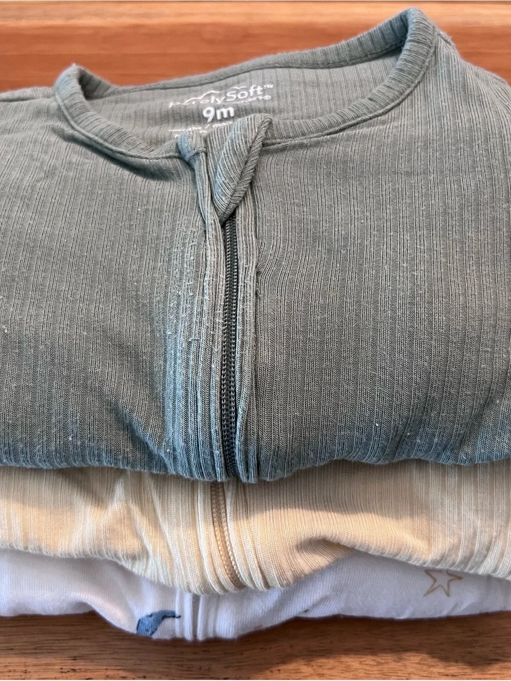 Three Carter's Purely Soft Two-Way Zip-Up Onesies