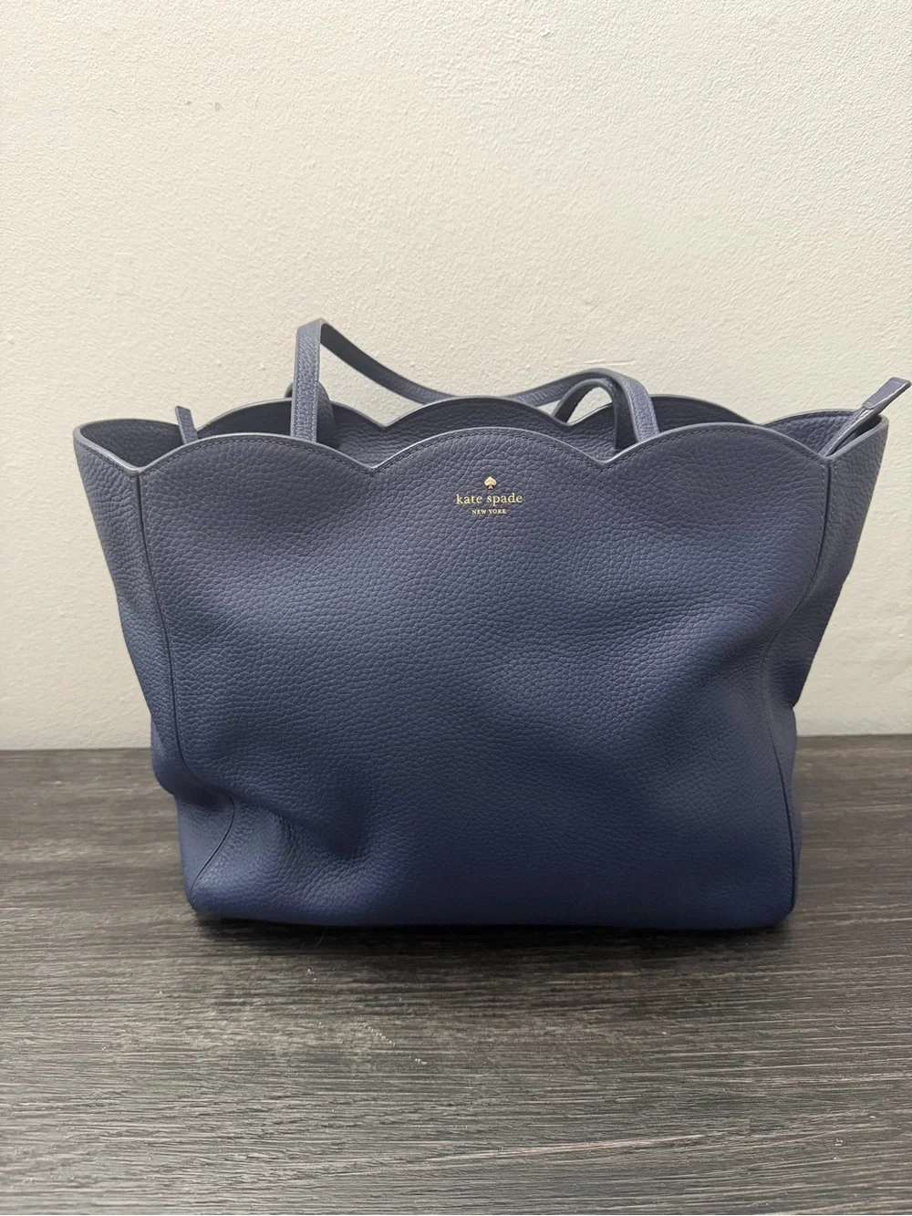 kate spade Navy Scallop-Edge Pebbled Leather Tote