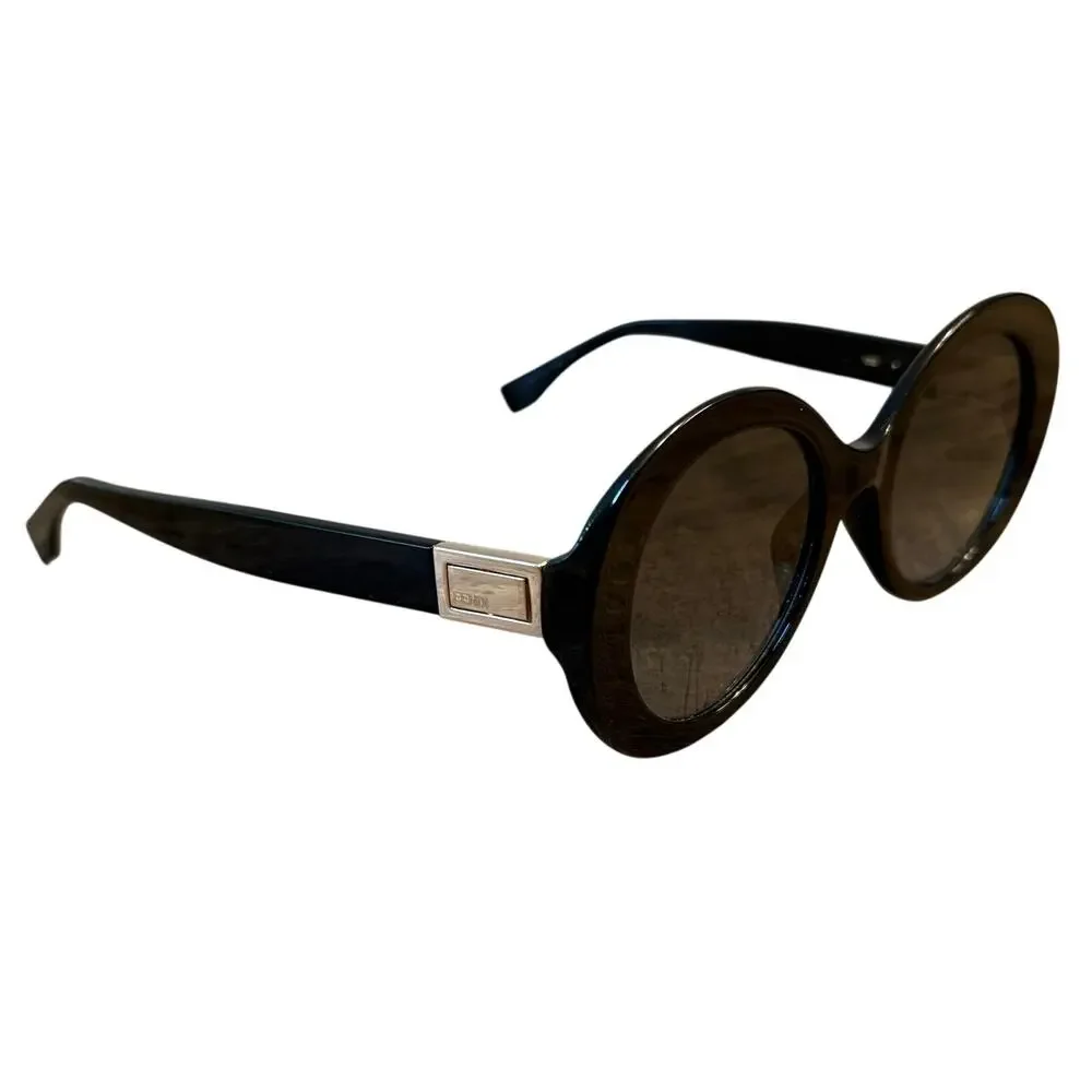 FENDI Peekaboo Sunglasses Oval 0293/S Black Gold Hinge Detail Italy Made Women's