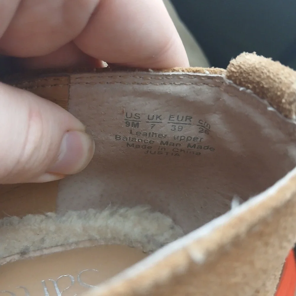 Franco Sarto Justia Tan Suede Shearling Lined Slip On Loafers Mens‎ 9M EUR 39