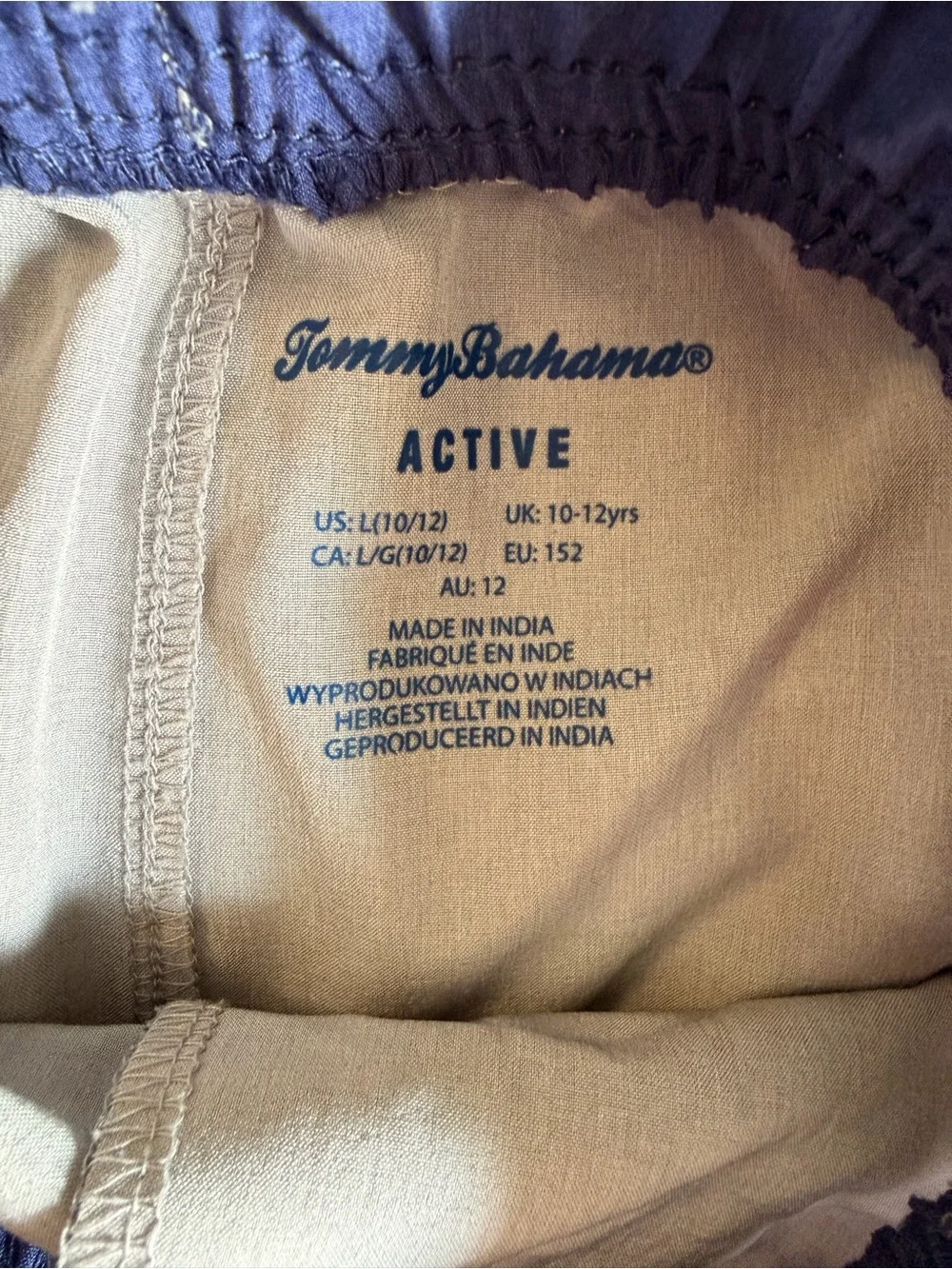 Tommy Bahama Shorts in Light Grey with Nautica blue tee shirt. Youth.