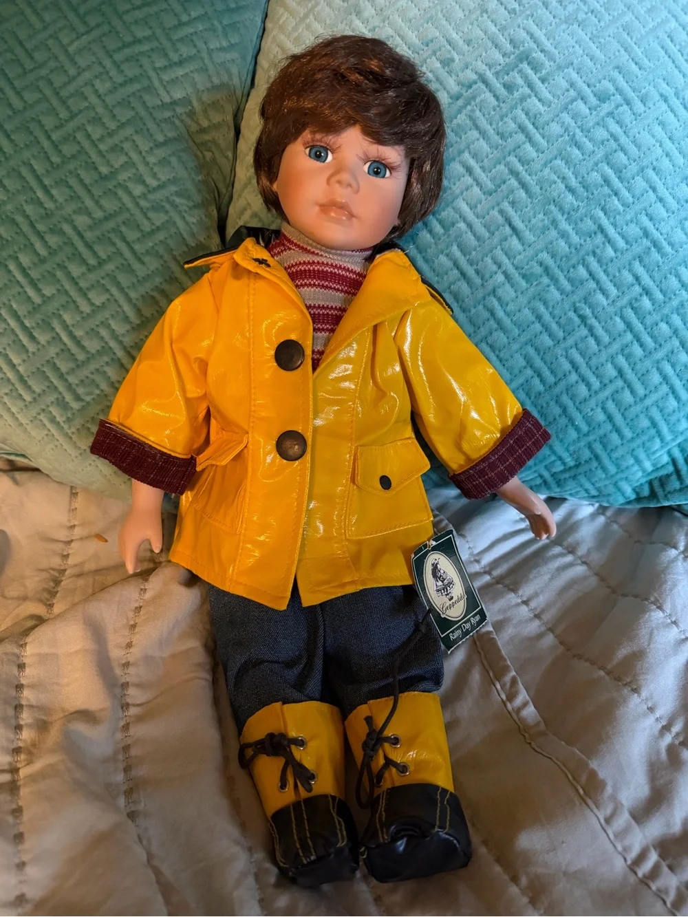 Yellow Raincoat Doll Outfit with Matching Boots - Classic Kids Toy