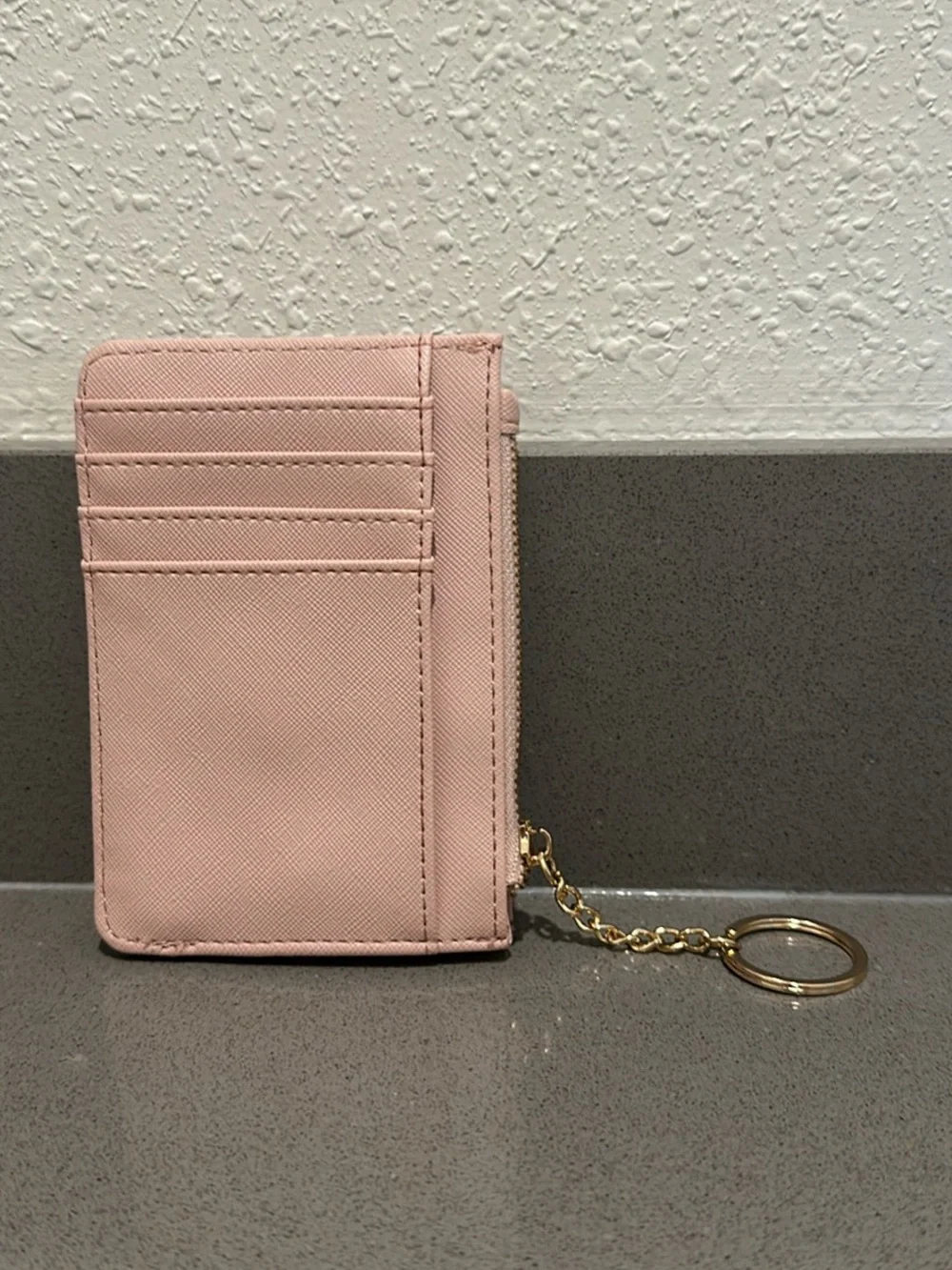 Pink Card Holder Keychain Wallet - Compact Women's Accessory