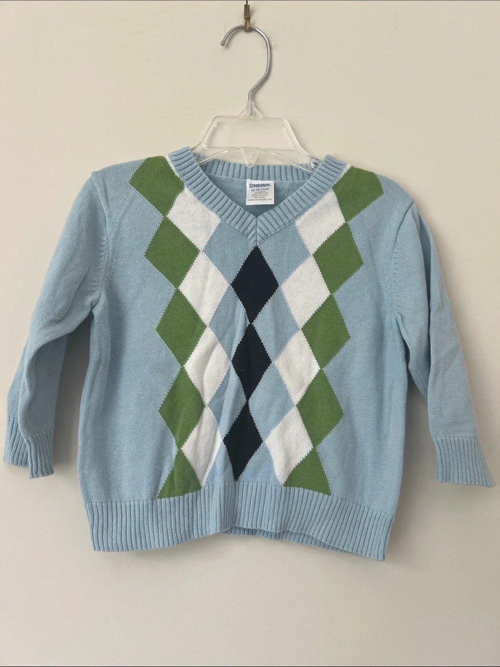 Gymboree Light Blue Argyle V-Neck Sweater