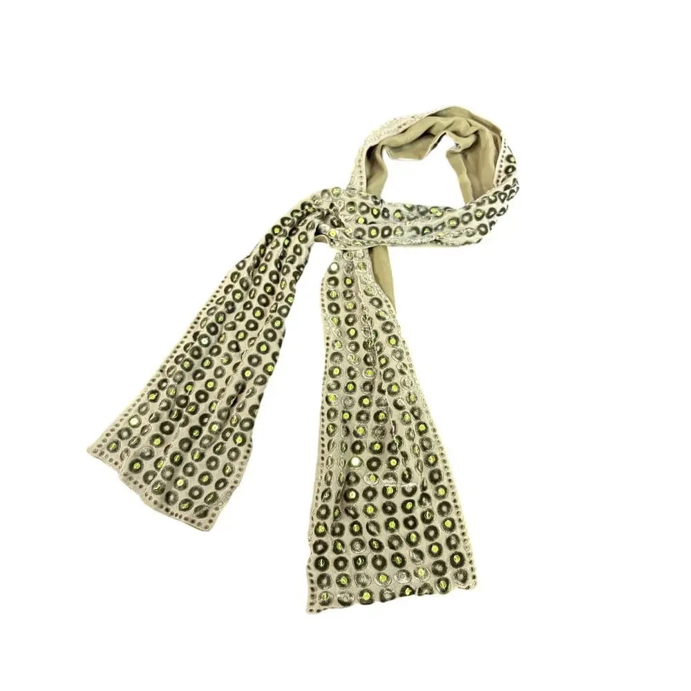 Unbranded Velvety Green- Sequin- Skinny Neck Scarf- Y2k Fairy Whimsigoth 52x6
