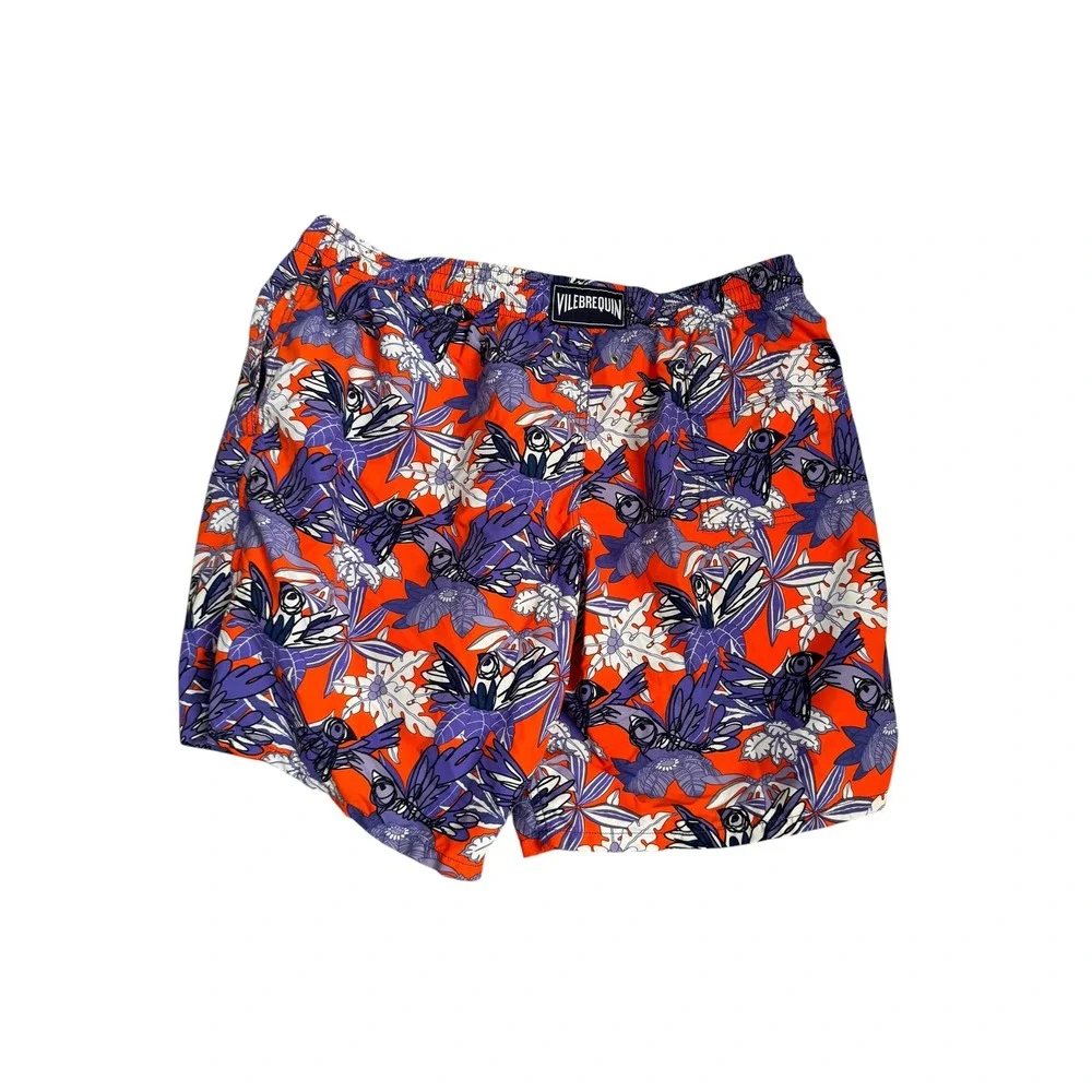 Vilebrequin Moorea Swim Trunks Mens 5XL Orange Purple Tropical‎ Bird 8