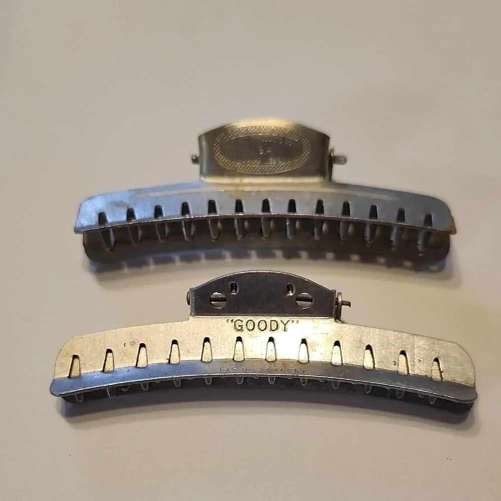 Vintage Aluminum Wave Silver Hair Clips 1930s-1950s
