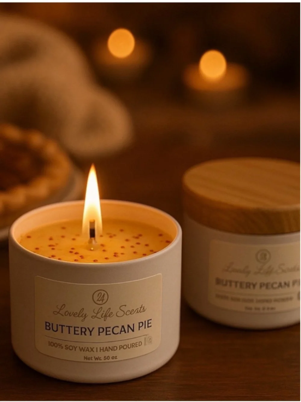 Lovely Life Scents Handmade Buttery Pecan Pie Scented Soy Wax Candle