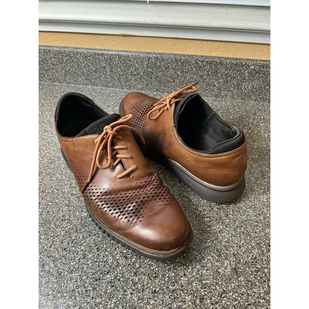 Cole Haan Grand.Os Mens Sz 13M Shoes Brown Leather Casual Comfort Oxford Lace Up