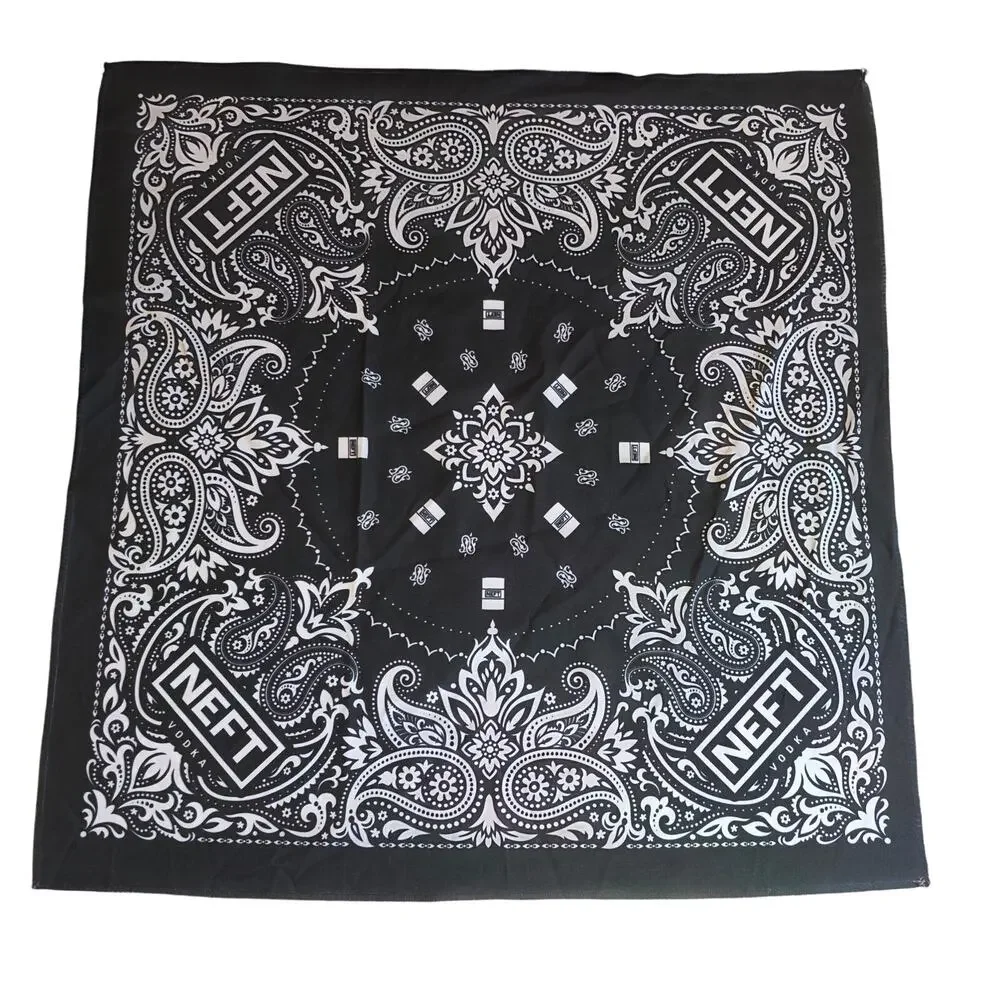 NEFT Vodka Promotional Black Paisley‎ Novelty Bandana Handkerchief