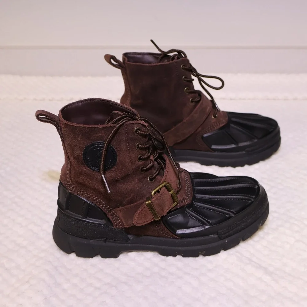 Polo Ralph Lauren Kids 4 Oslo High Duck Boots Brown Suede Buckle