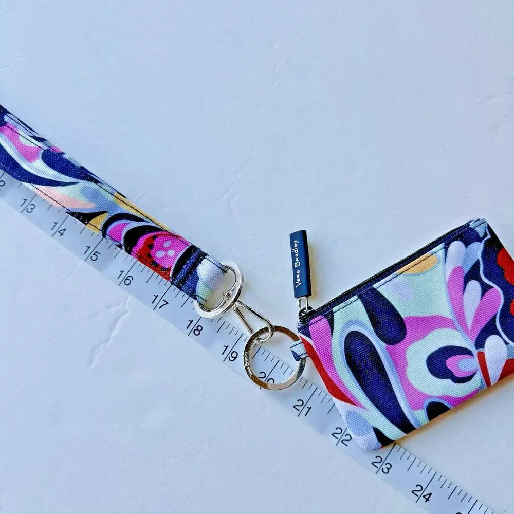 Vera Bradley Id Case W/ Detachable Lanyard Mod Paisley Zip College Key Card EUC