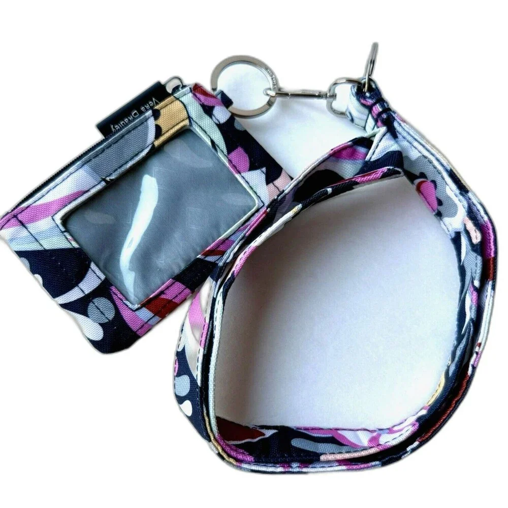 Vera Bradley Id Case W/ Detachable Lanyard Mod Paisley Zip College Key Card EUC