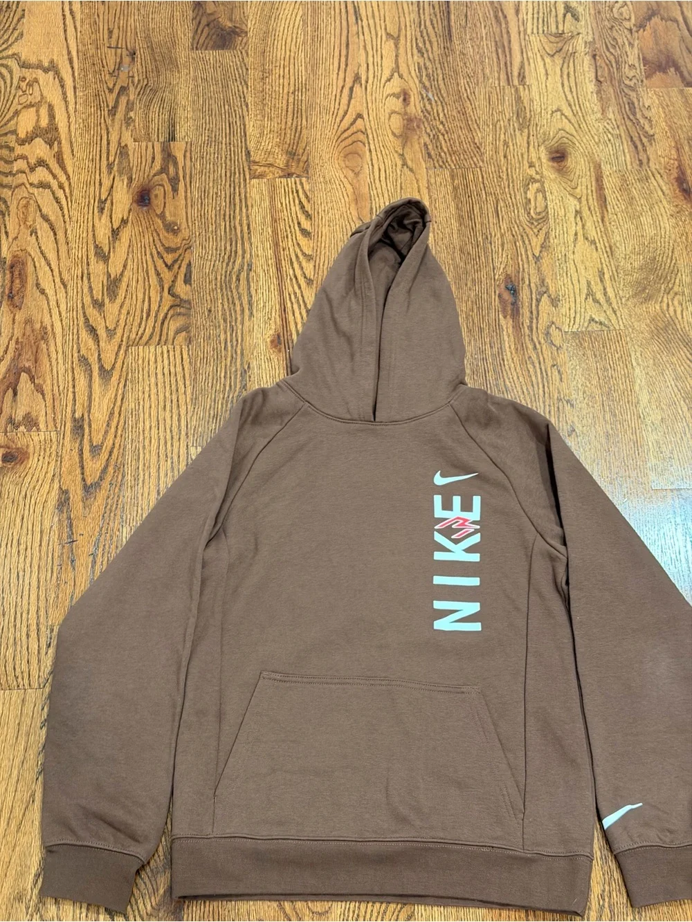 Nike Brown Kids Hoodie with Vertical Logo