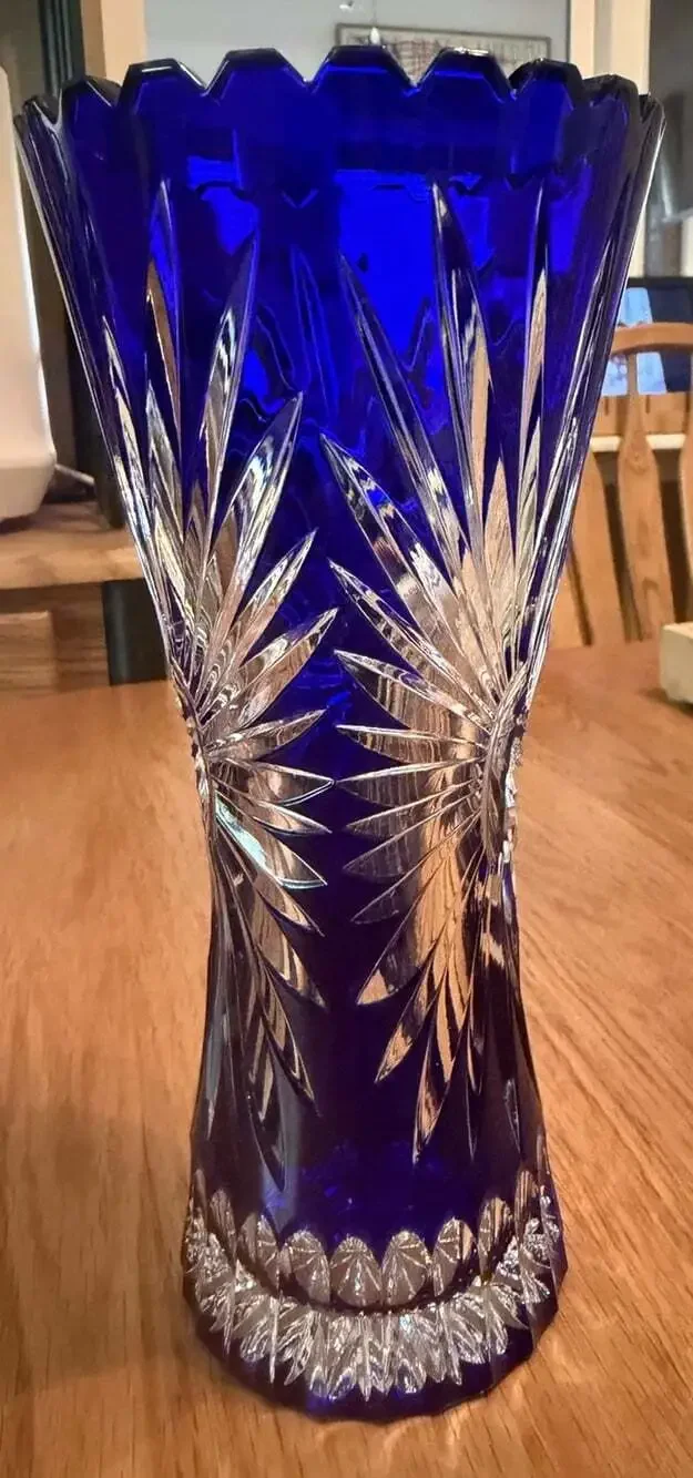 Bohemian Crystal Vase 8.25