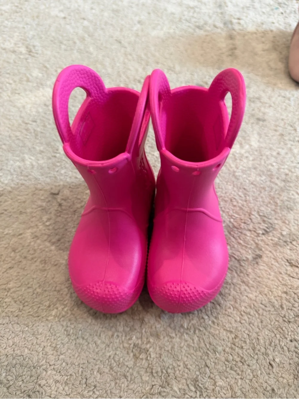 CROCS Toddler Kids Hot Pink Pull-On Rain & Snow Boots with Handles