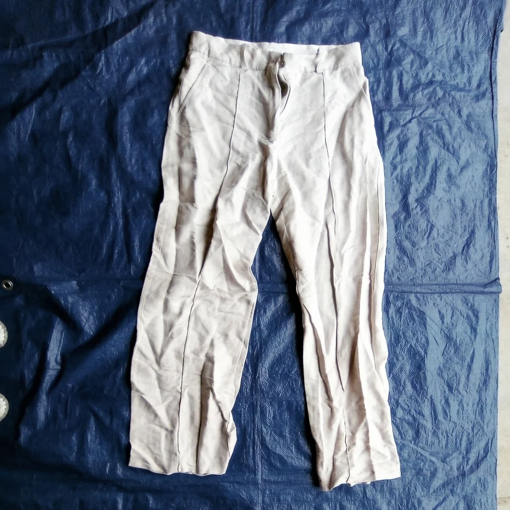 H&M Cream Linen Blend Pants