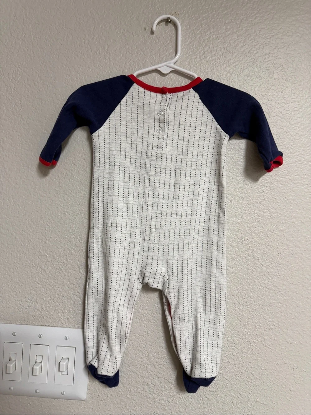 Baby Starters Navy, White & Red Little Slugger Footed One-Piece