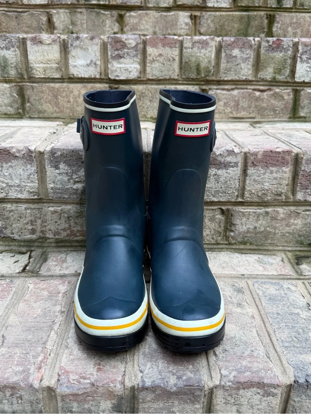 Hunter Original Garden Stripe Short Rain Boots Navy Size 7
