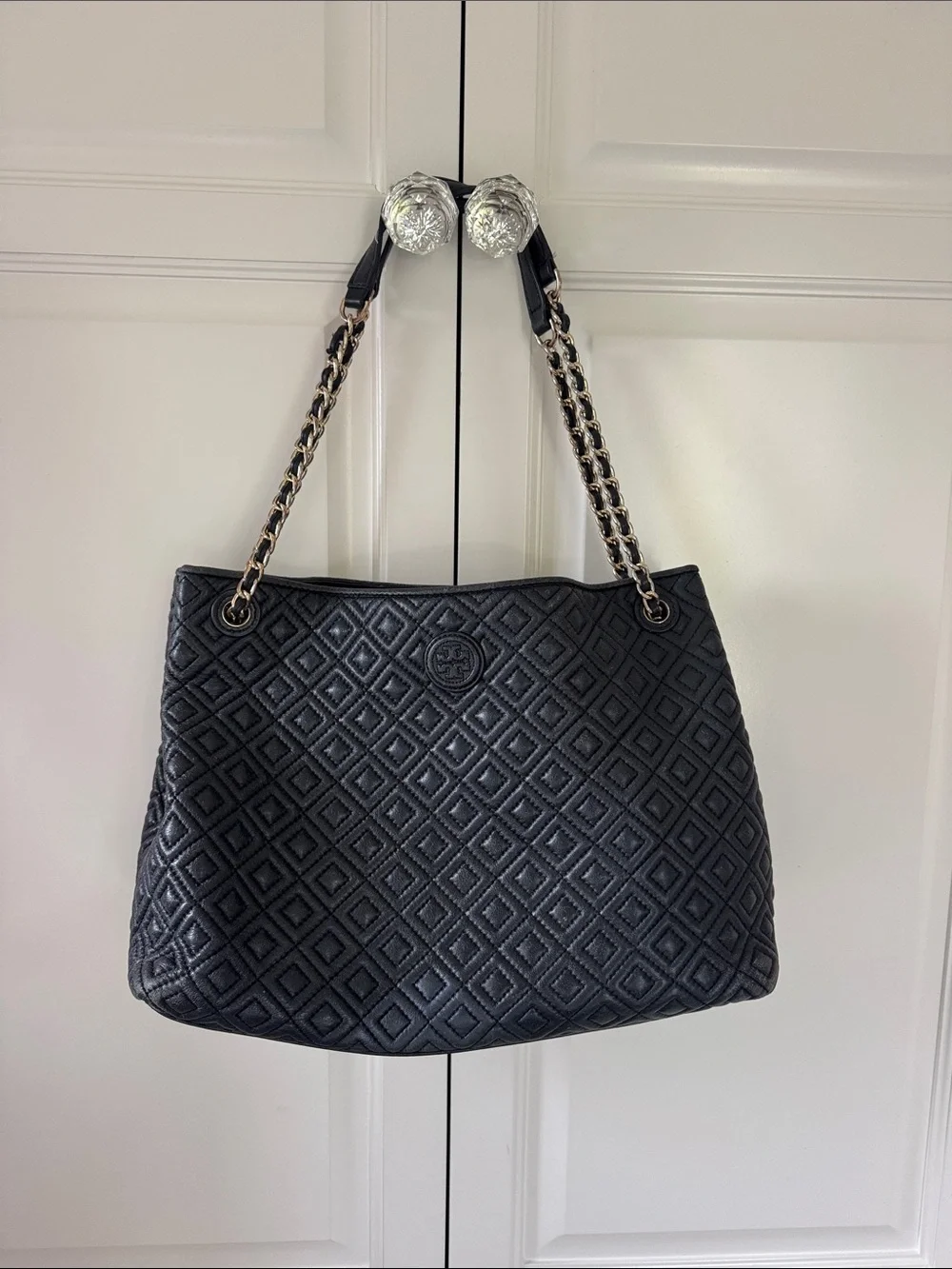 Tory Burch Black Quilted Chain-Handle Shoulder Bag