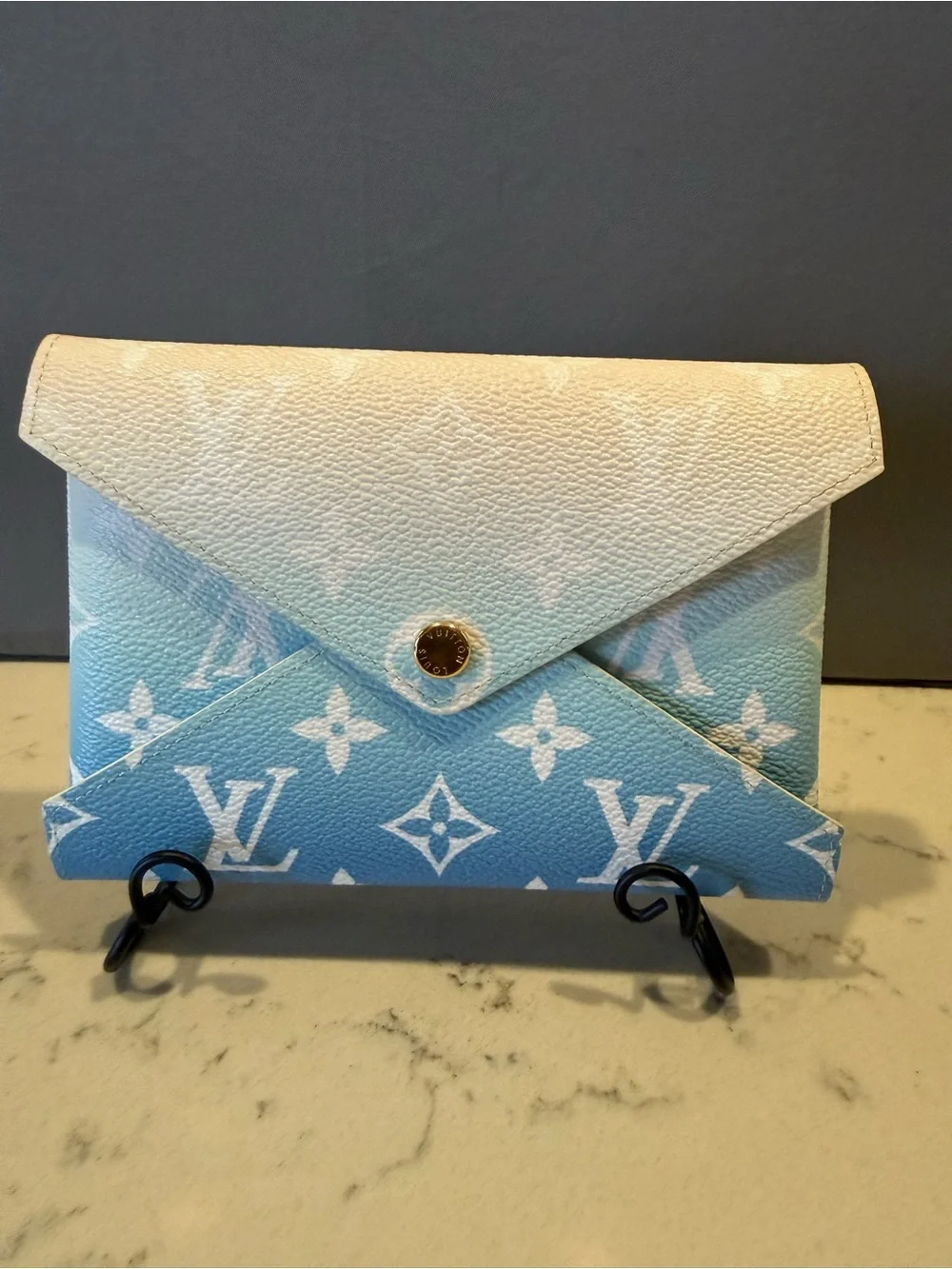 Louis Vuitton Blue and White Monogram Envelope Card Holder