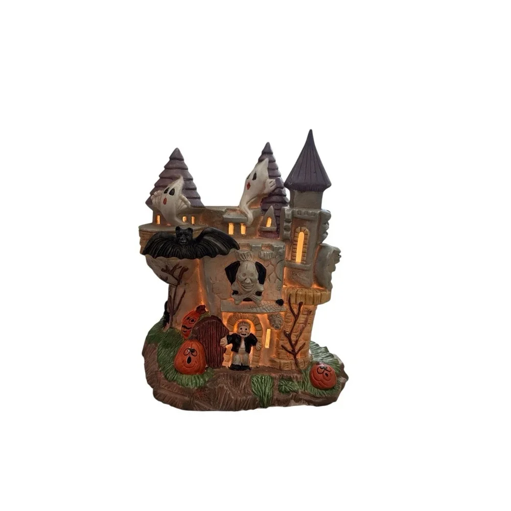 Vintage 1998‎ Studio 33 Spooky Stuff Haunted Castle Halloween Lamp Lighted 7