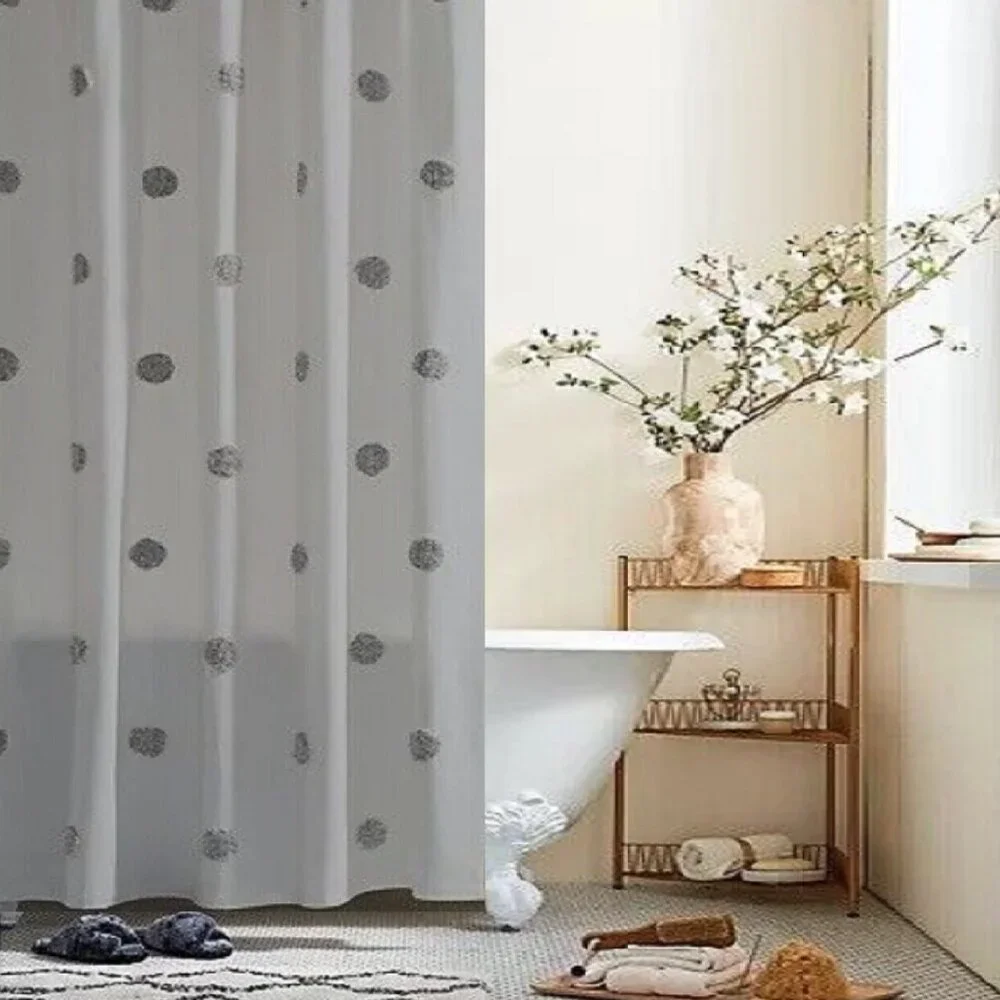 WINTER FAV Wild Sage ESMARIA 72 x 72-inch 100% Cotton Shower Curtain Light Gray