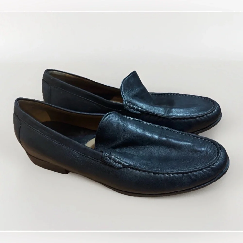 Johnston & Murphy Sz 10 Cresswell Venetian Soft Sheepskin Leather Black Slip On